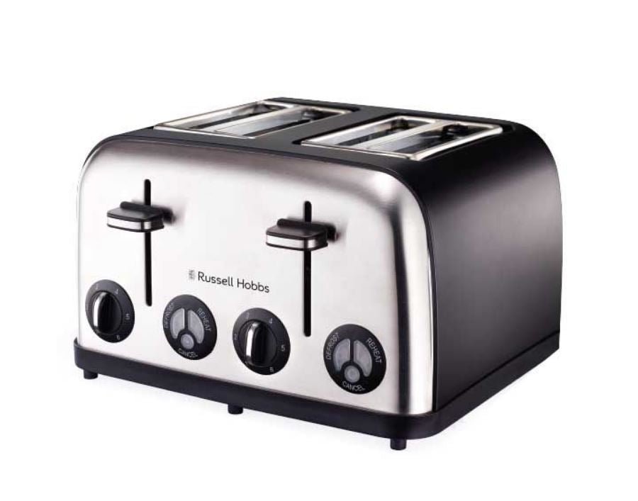 Russell Hobbs Steel 4 - Slice Toaster Silver - 13976 - Metro Homecentre Menlyn