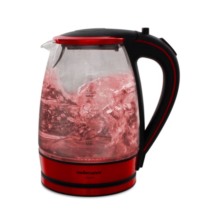 Mellerware 1.8L 2200W Glass Kettle Red - 22300RDB - Metro Homecentre Menlyn
