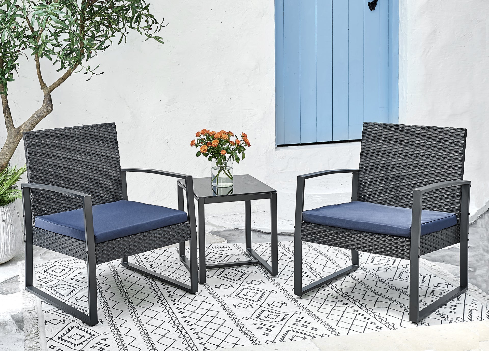 3 Piece Charcoal Grey Patio Set - MLM - 210988 - Metro Homecentre Menlyn