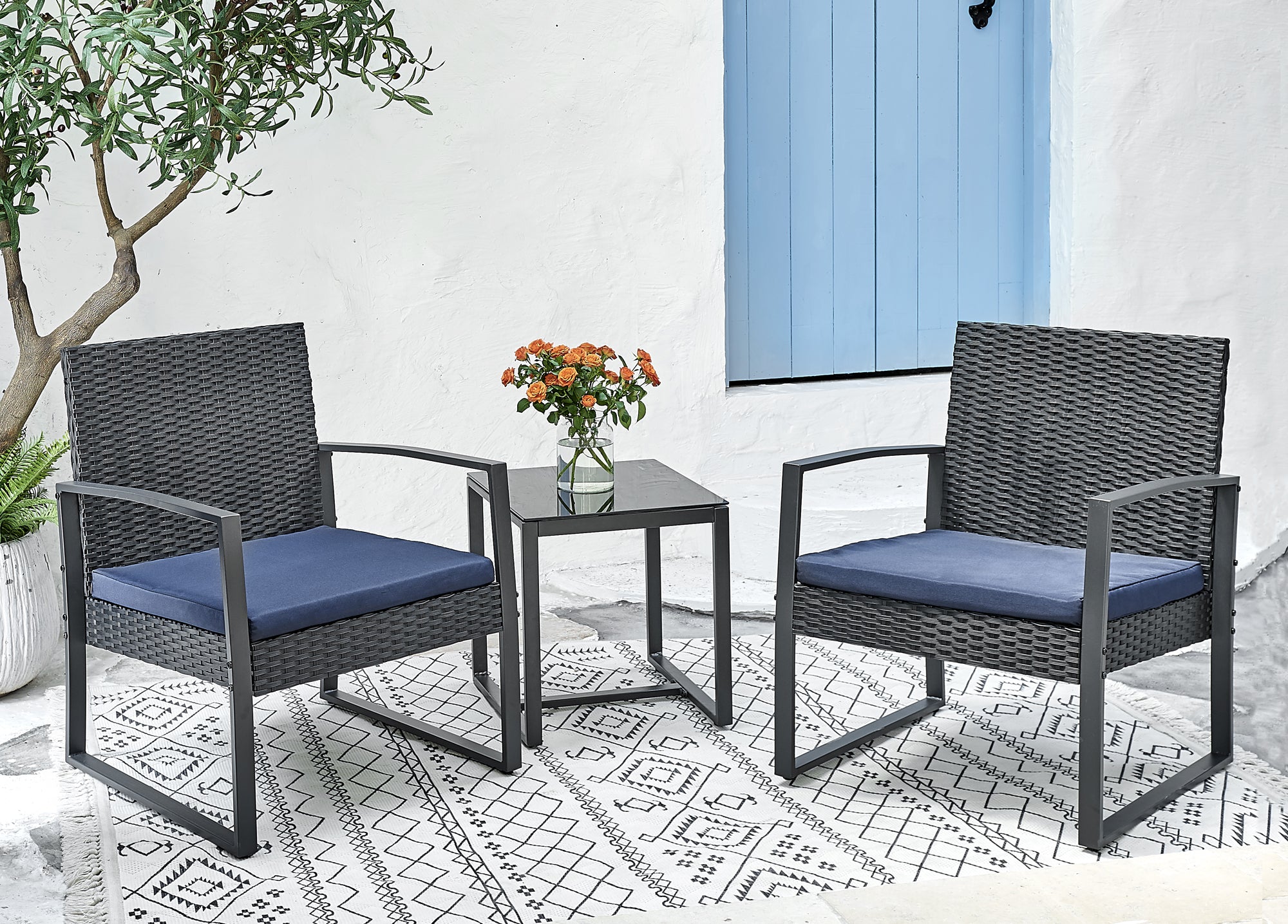 3 Piece Charcoal Grey Patio Set - MLM - 210988 - Metro Homecentre Menlyn