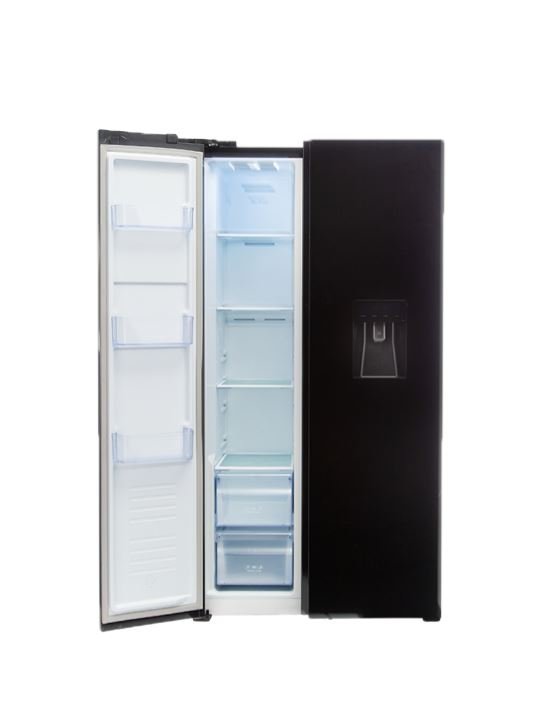 Defy 496L Black Glass Side - by - Side Fridge Freezer DFF456 - Metro Homecentre Menlyn