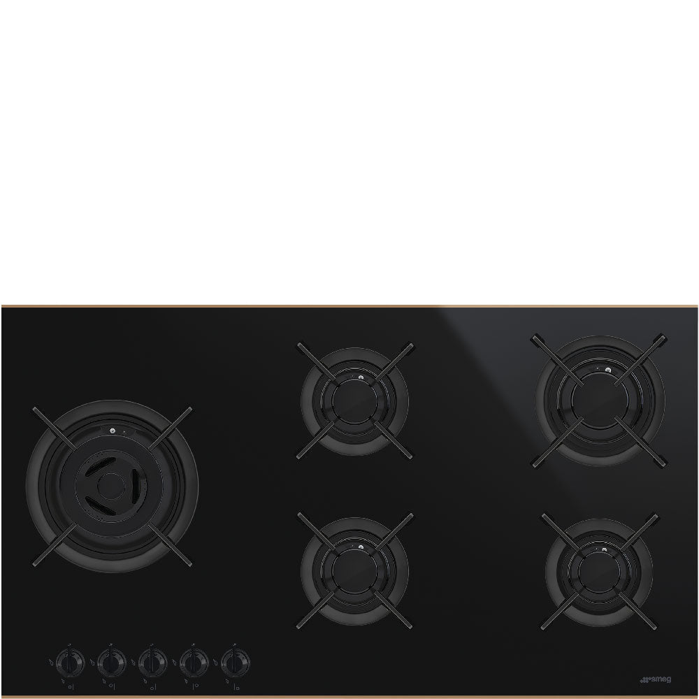 Smeg 90cm Black 5 Burner Gas Hob PV695LCNR - Metro Homecentre Menlyn