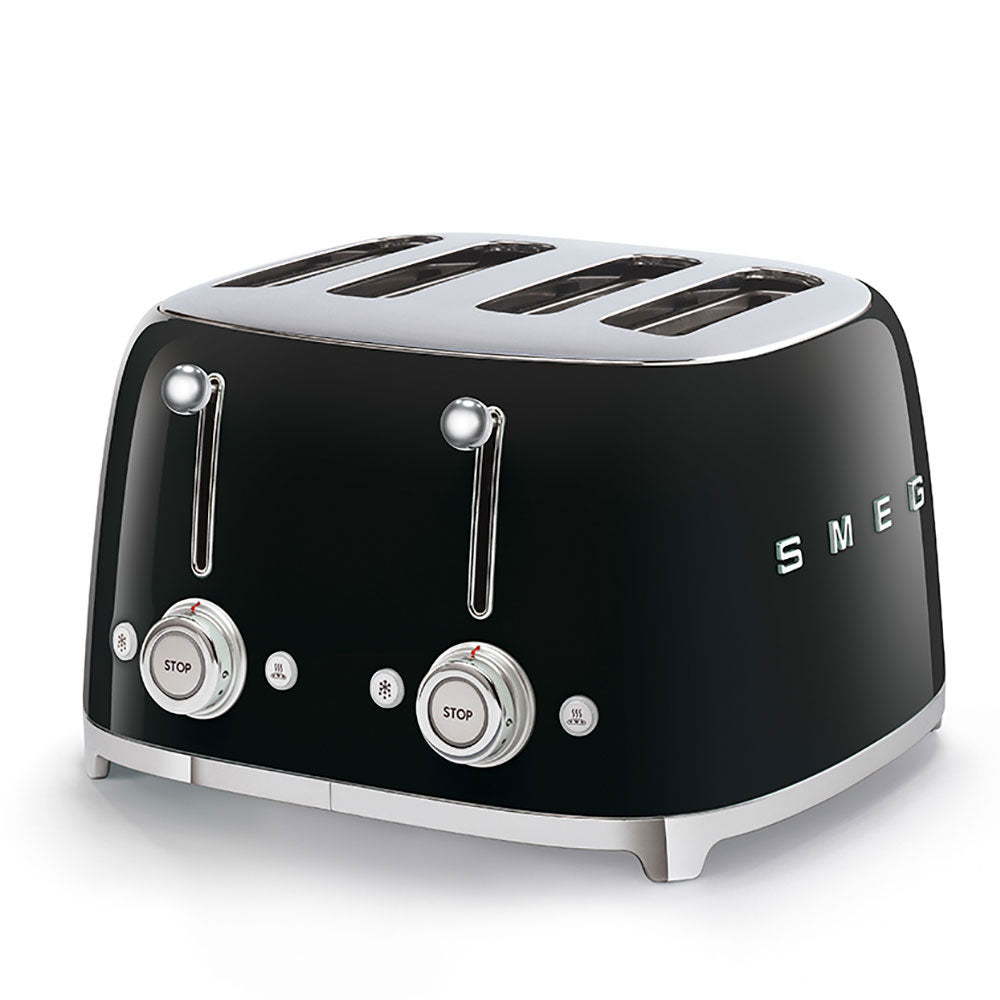 Smeg 50's Style Black 4 Slice Square Toaster TSF03BLSA - Metro Homecentre Menlyn