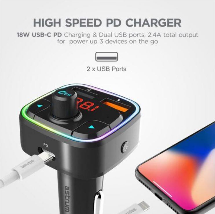 Astrum Wireless FM Transmitter PD Car Charger FM410 - Metro Homecentre Menlyn