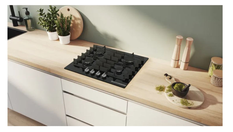 Bosch 60cm Black Tempered Glass Gas Hob PPP6A6I40Z - Metro Homecentre Menlyn