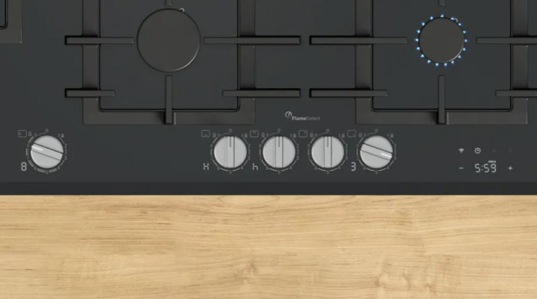 Bosch Series 8 90cm Black Glass Gas Hob PRS9A6H40Z - Metro Homecentre Menlyn