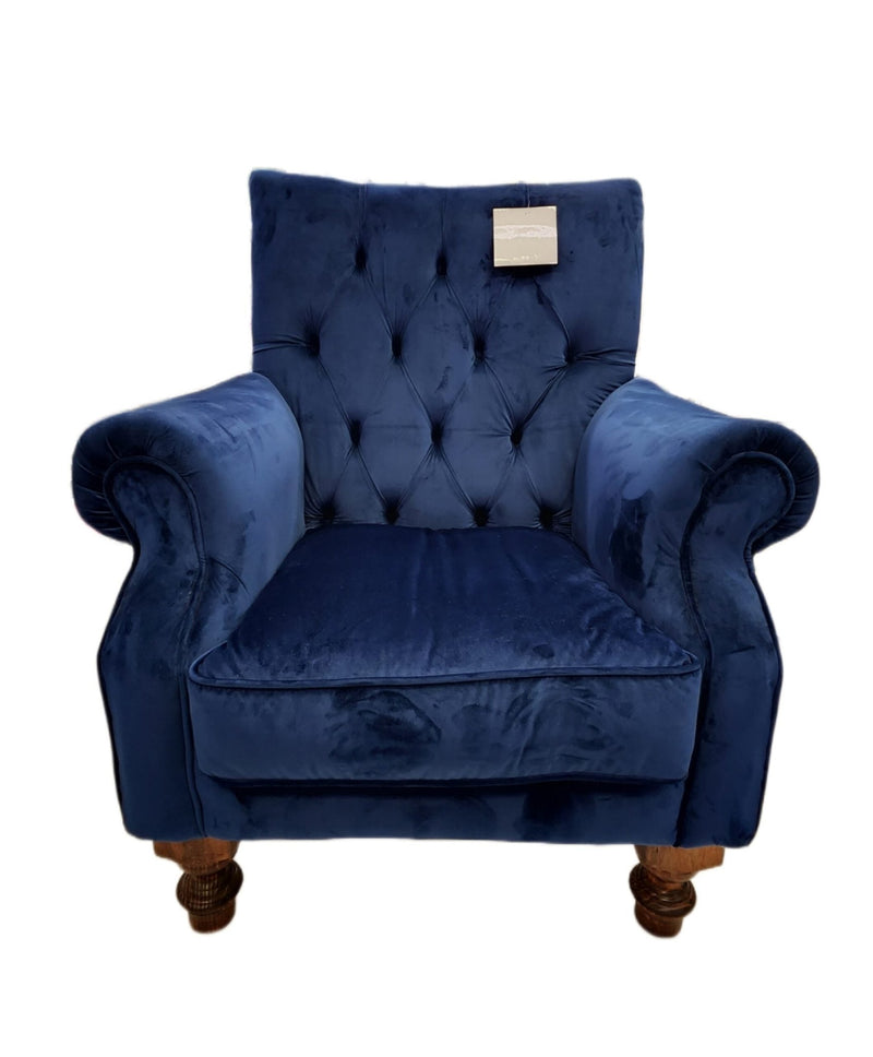 Chesterfield Wingback Chair - Blue - Metro Homecentre Menlyn