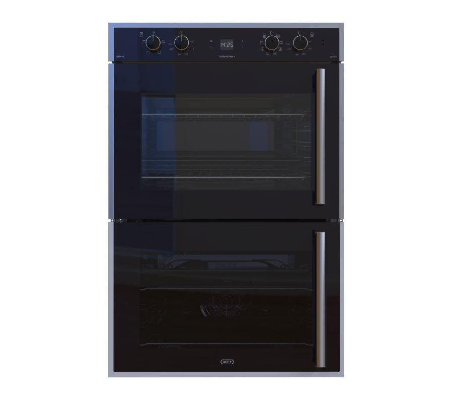 Defy Gemini Thermofan+ Black Double Oven DBO767 - Metro Homecentre Menlyn