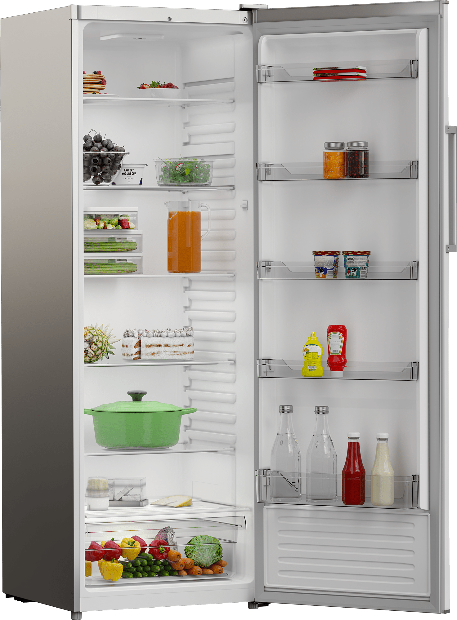 Defy 335L Silver Inox Upright Fridge DFD430 - Metro Homecentre Menlyn