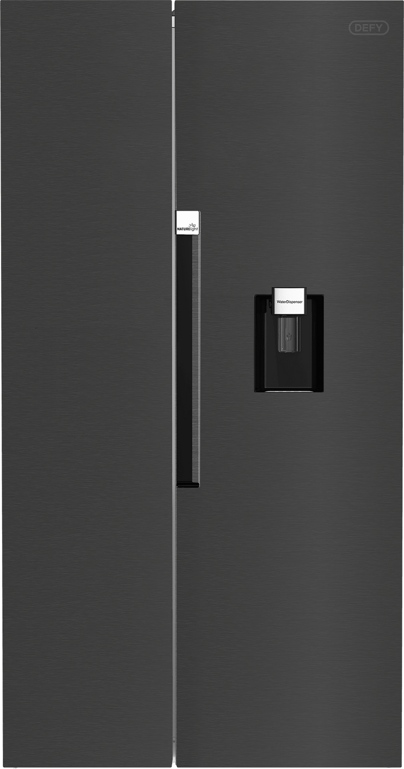 Defy 555L Inox Side by Side Fridge Freezer DFF647 - Metro Homecentre Menlyn