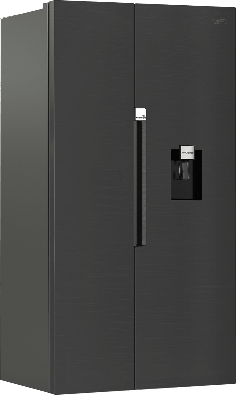 Defy 555L Inox Side by Side Fridge Freezer DFF647 - Metro Homecentre Menlyn
