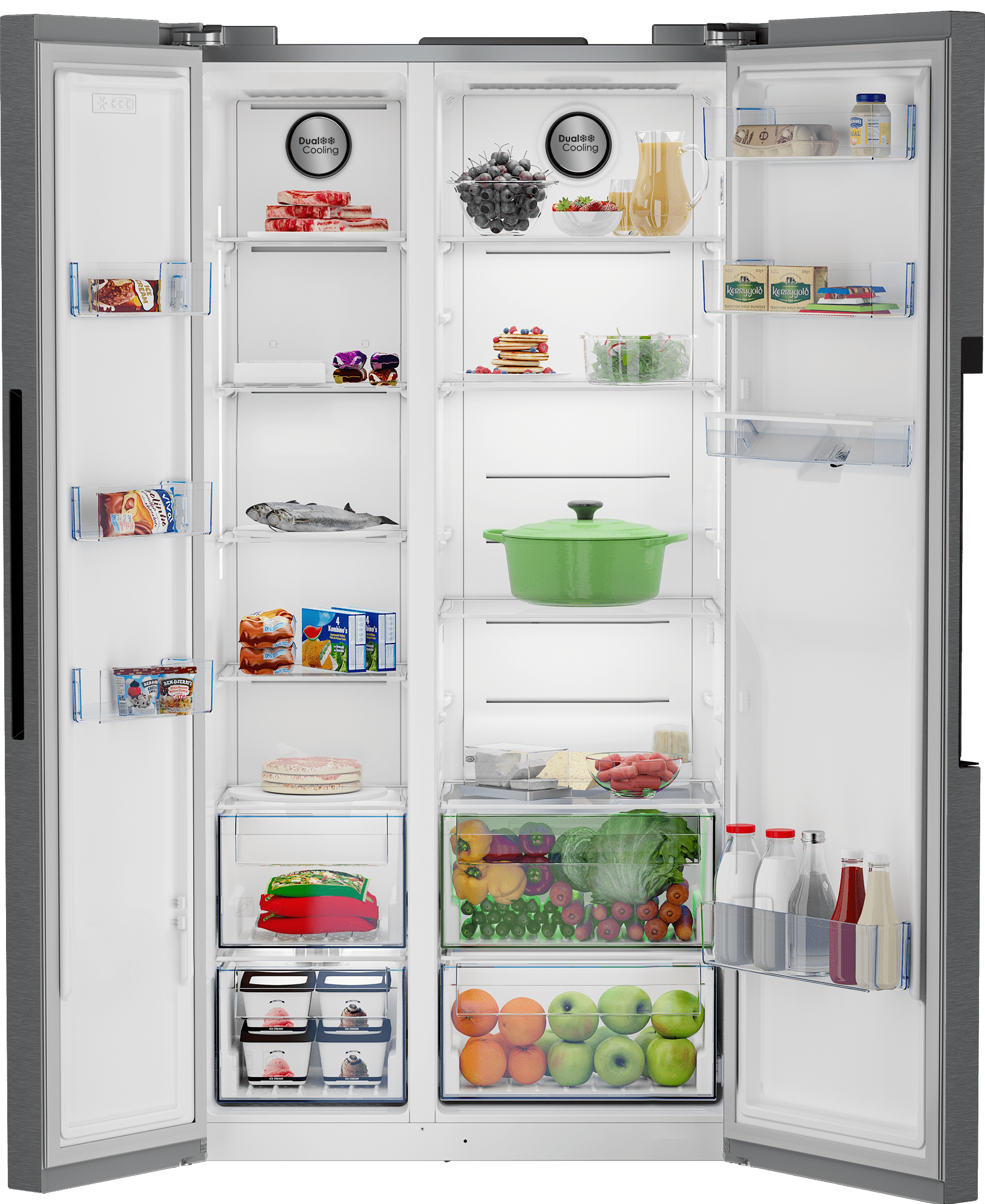 Defy 555L Inox Side by Side Fridge Freezer DFF647 - Metro Homecentre Menlyn