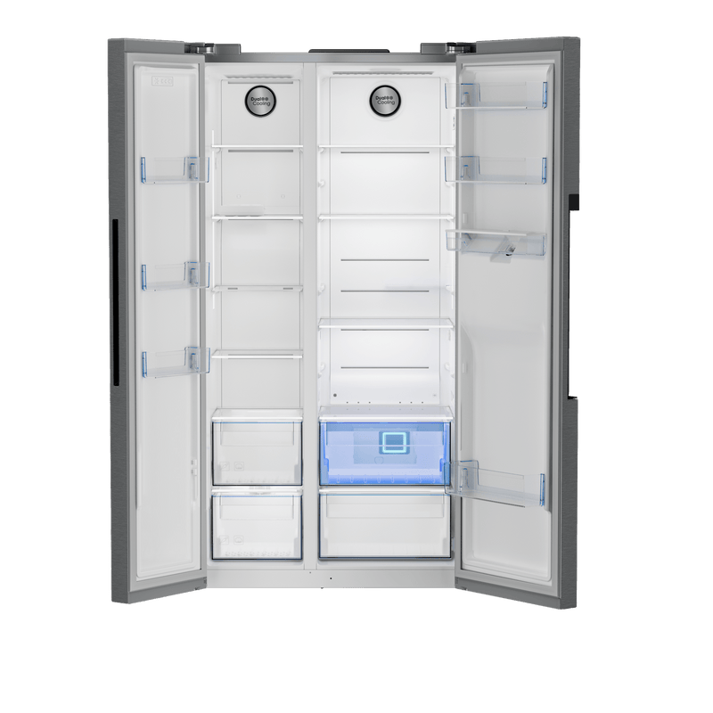 Defy 555L Inox Side by Side Fridge Freezer DFF647 - Metro Homecentre Menlyn