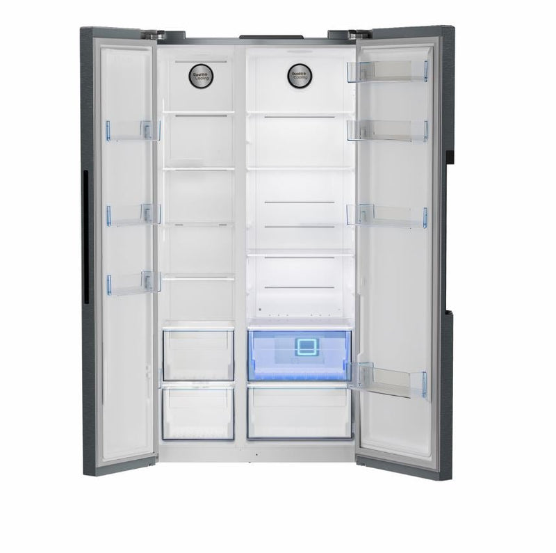 Defy 559L Inox Side by Side Fridge Freezer DFF636 - Metro Homecentre Menlyn