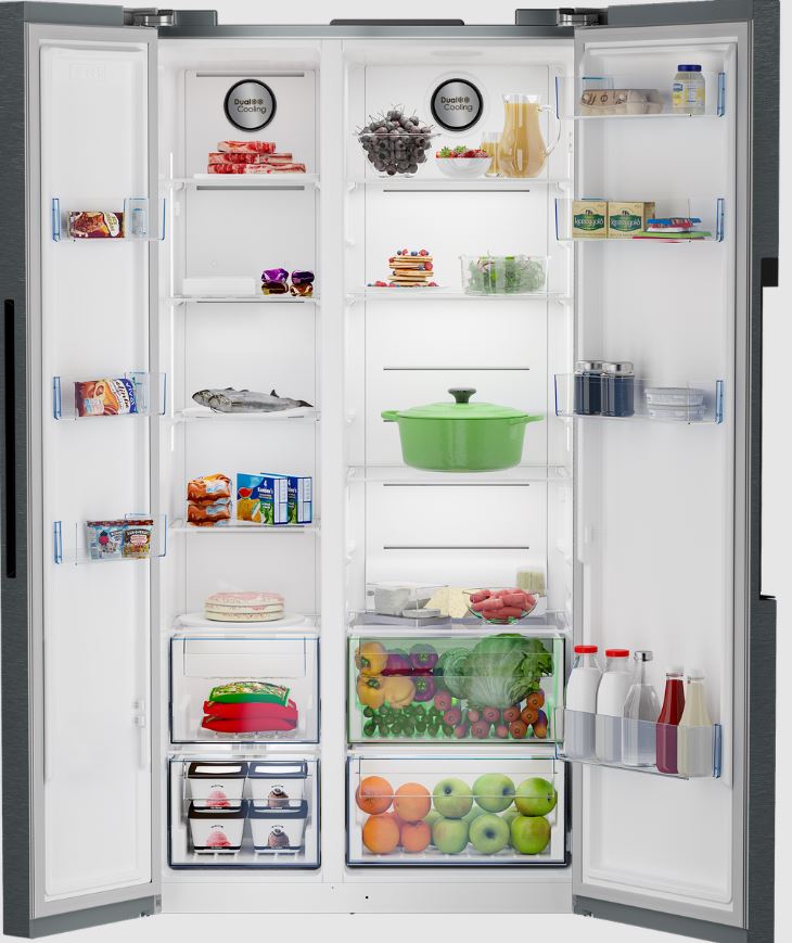Defy 559L Inox Side by Side Fridge Freezer DFF636 - Metro Homecentre Menlyn