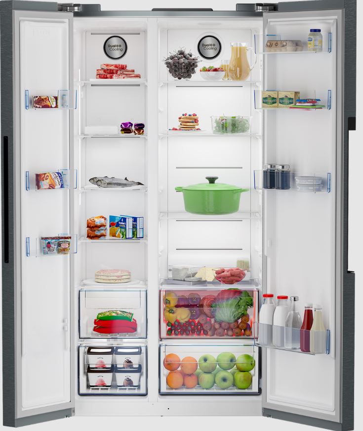 Defy 559L Inox Side by Side Fridge Freezer DFF636 - Metro Homecentre Menlyn