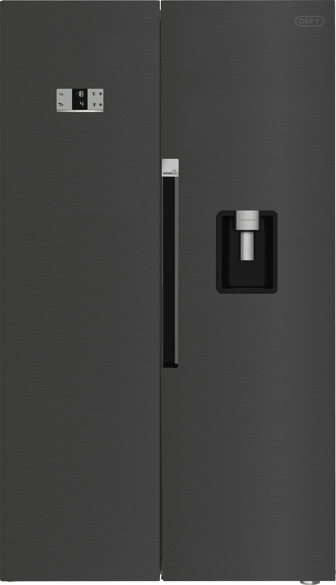 Defy 614L Dark Inox Side by Side Fridge Freezer DFF663 - Metro Homecentre Menlyn