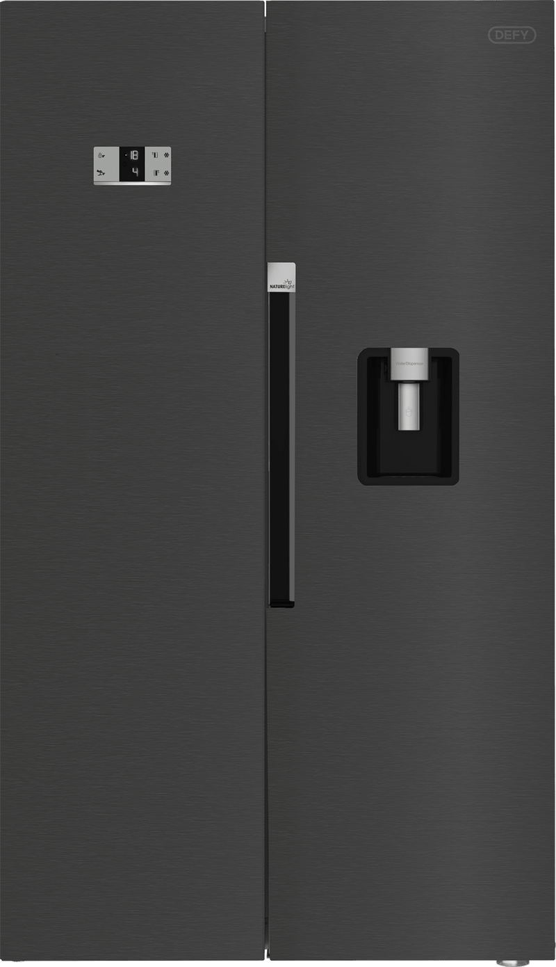 Defy 614L Dark Inox Side by Side Fridge Freezer DFF663 - Metro Homecentre Menlyn