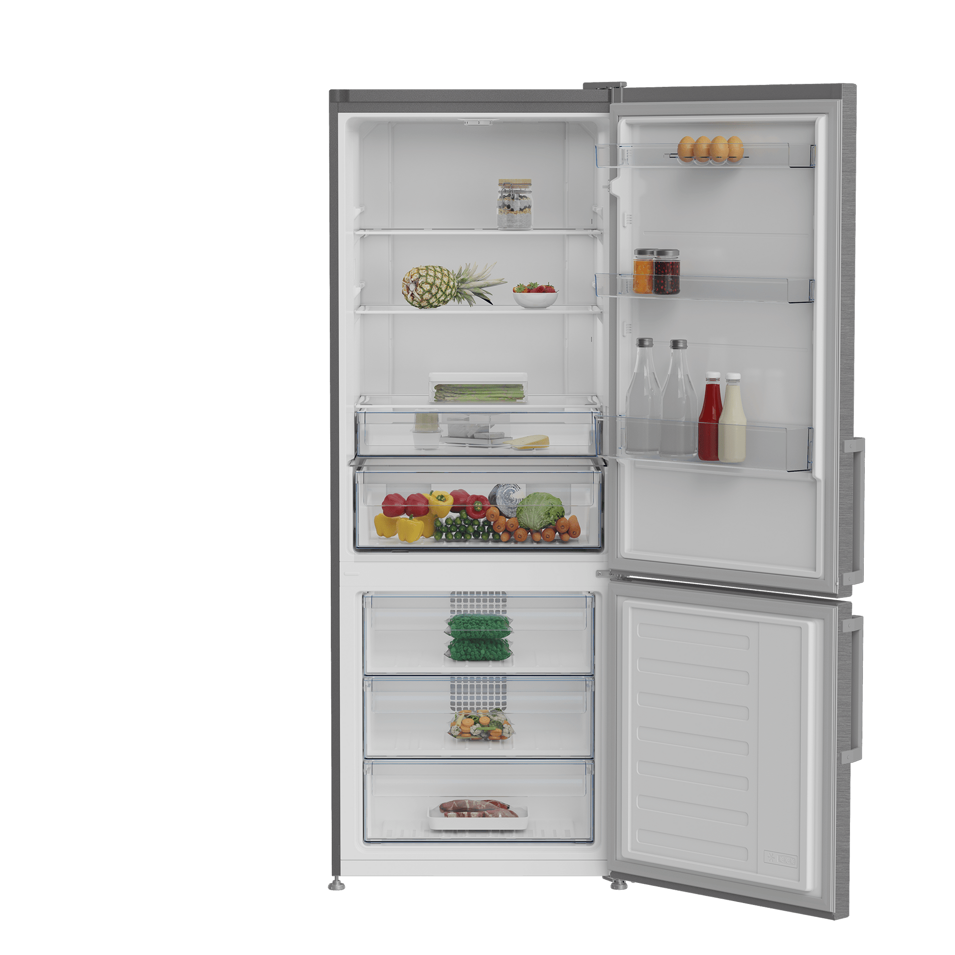 Defy 70cm 520L Satin Metallic Fridge Freezer DAC704 - Metro Homecentre Menlyn