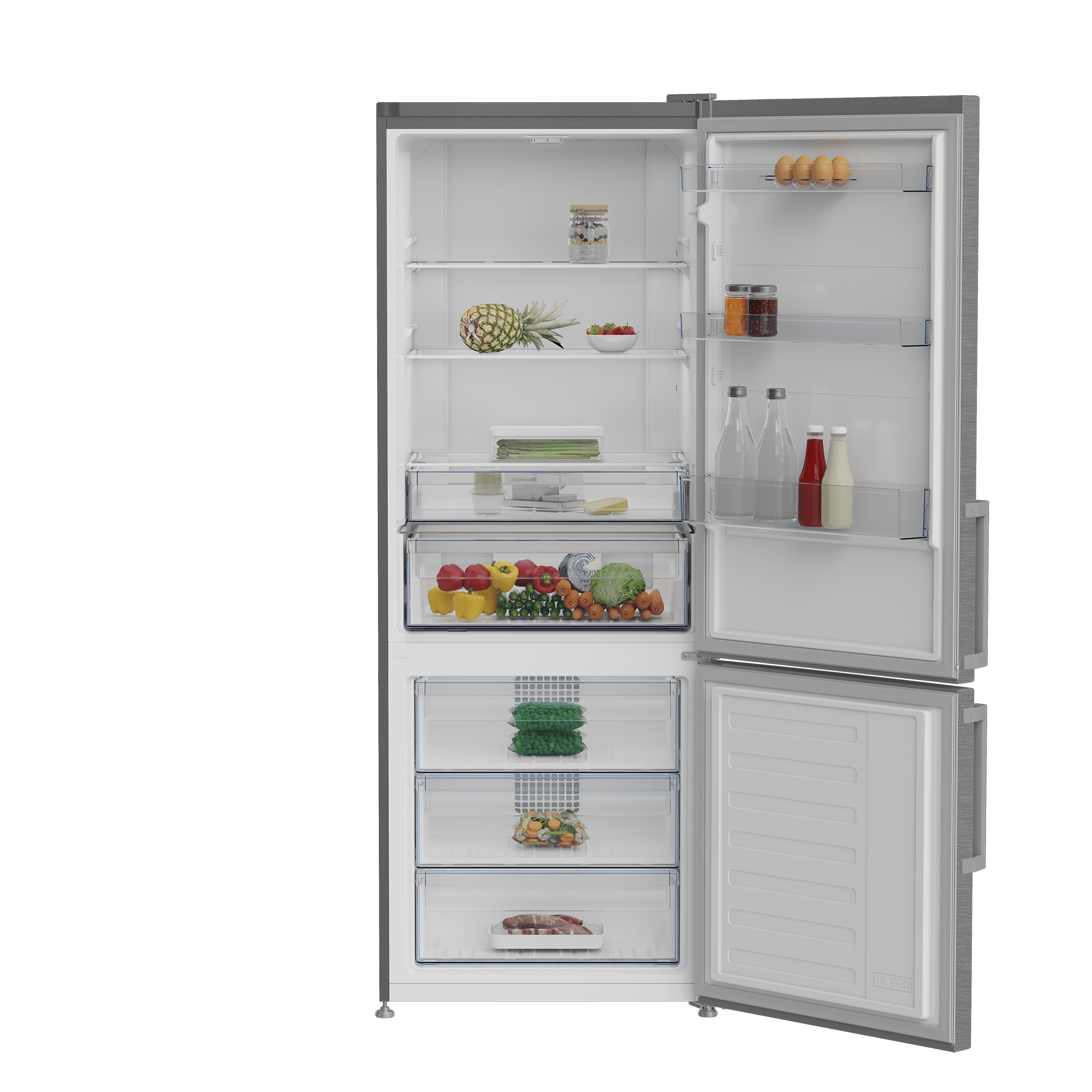 Defy 70cm 520L Satin Metallic Fridge Freezer DAC704 - Metro Homecentre Menlyn
