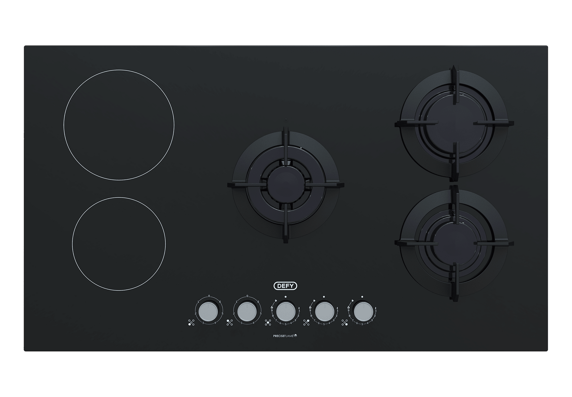 Defy 90cm Black Glass Dual Fuel Hob DHG902 - Metro Homecentre Menlyn