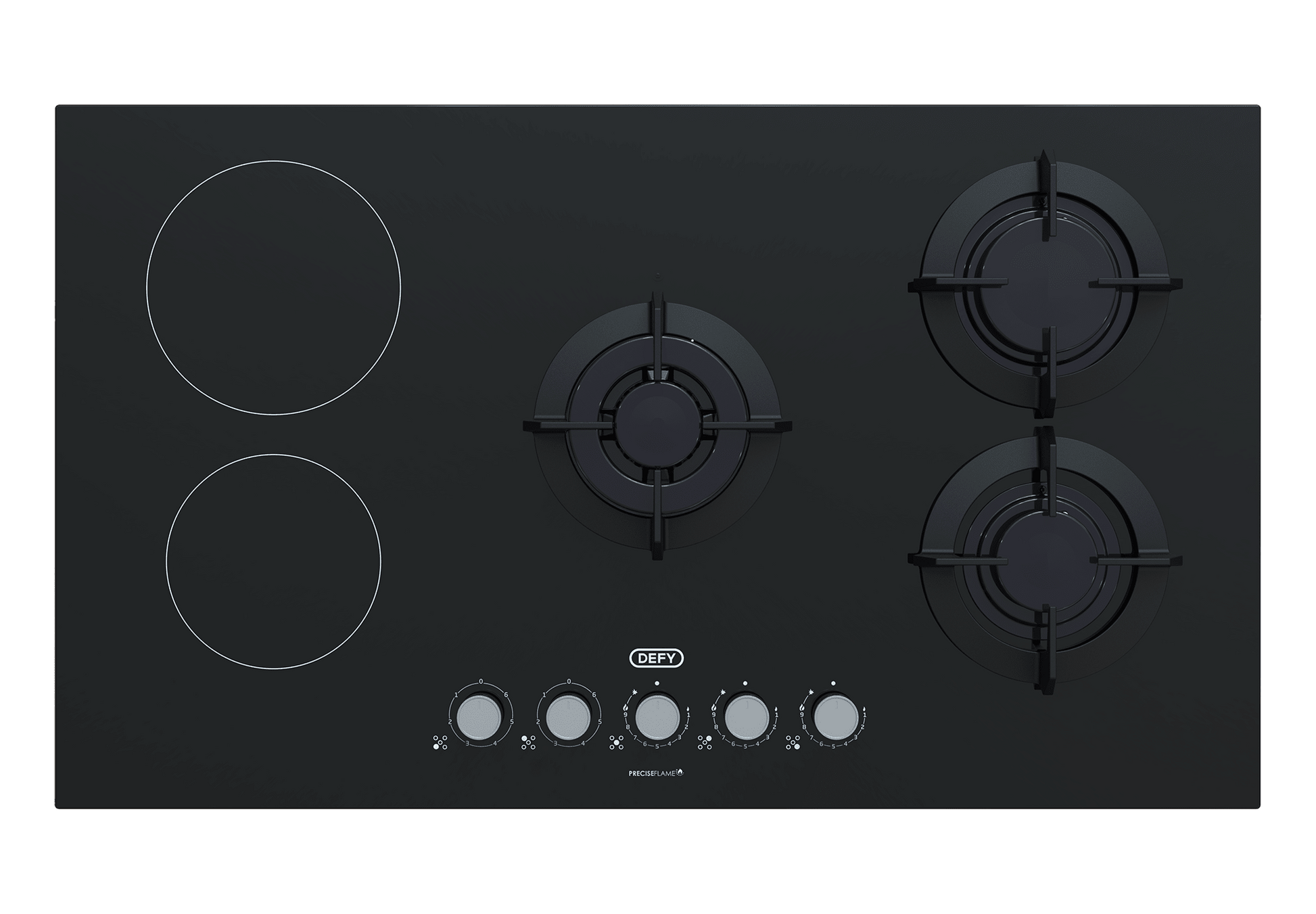 Defy 90cm Black Glass Dual Fuel Hob DHG902 - Metro Homecentre Menlyn