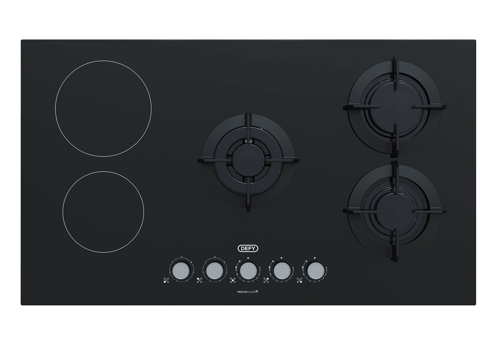 Defy 90cm Black Glass Dual Fuel Hob DHG902 - Metro Homecentre Menlyn
