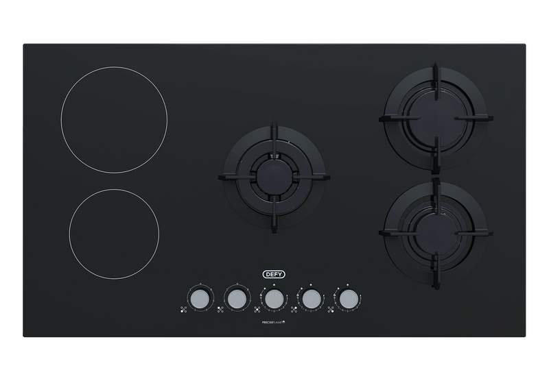 Defy 90cm Black Glass Dual Fuel Hob DHG902 - Metro Homecentre Menlyn