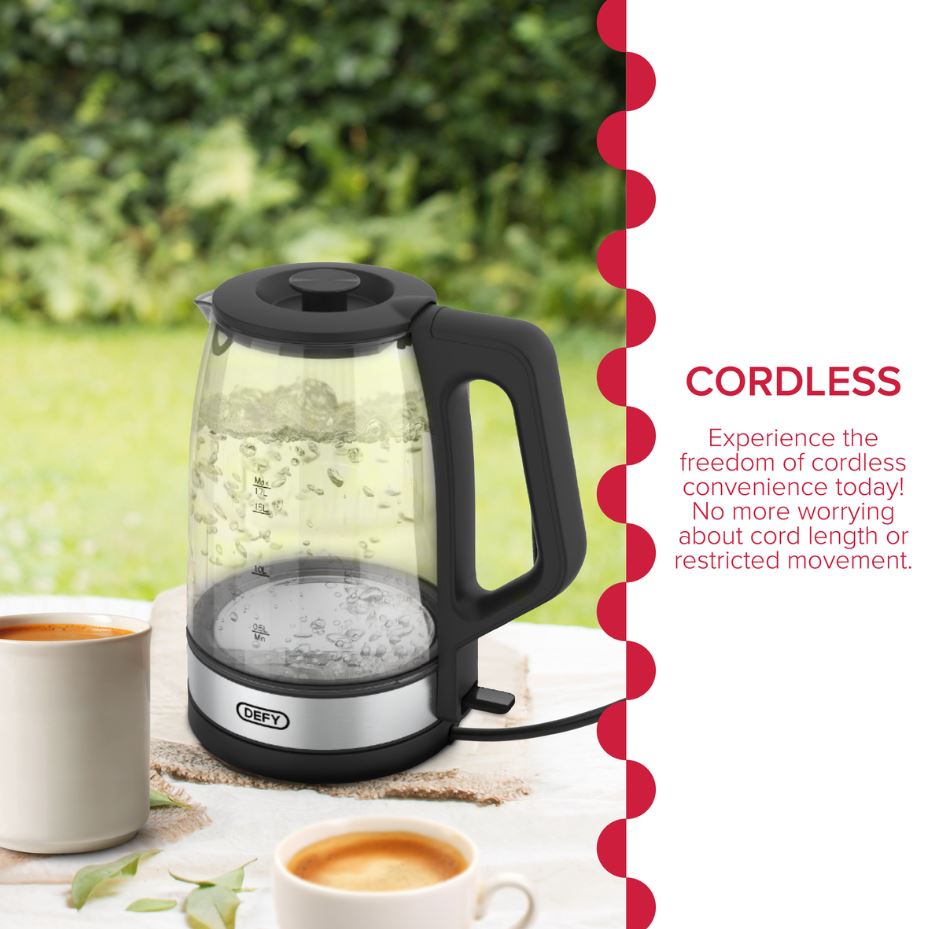 Defy Voltran 1 - 7L Tinted Glass Kettle WK5300G - Metro Homecentre Menlyn