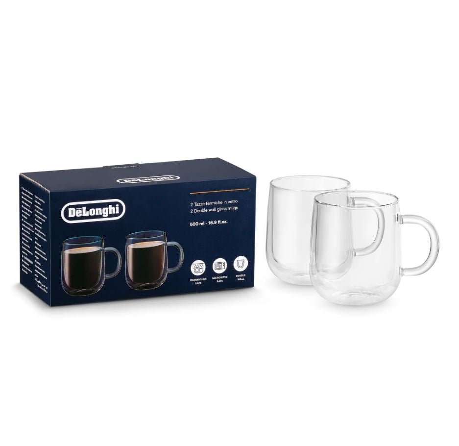 Delonghi 500ml Double Wall Glass Mugs DLSC327 - Metro Homecentre Menlyn