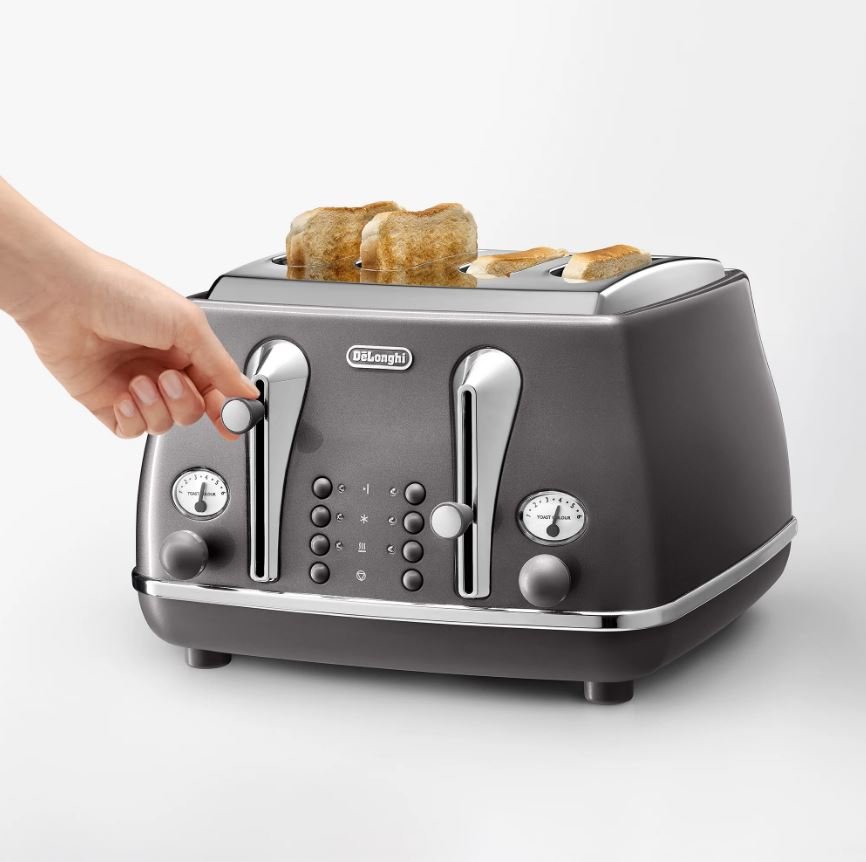 Delonghi Icona Grey 4 Slice Toaster CTOT4003GY - Metro Homecentre Menlyn