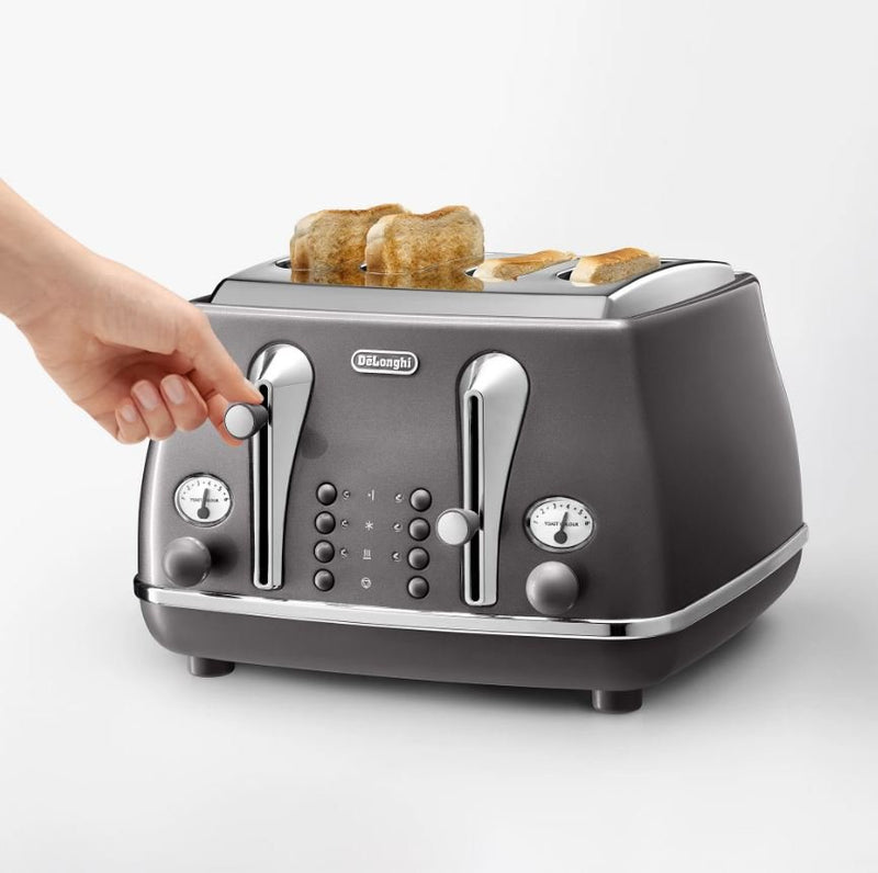 Delonghi Icona Grey 4 Slice Toaster CTOT4003GY - Metro Homecentre Menlyn