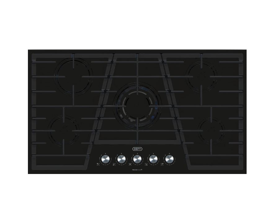 Defy 90cm 5 Burner Black Gas on Glass Hob DHG931 - Metro Homecentre Menlyn