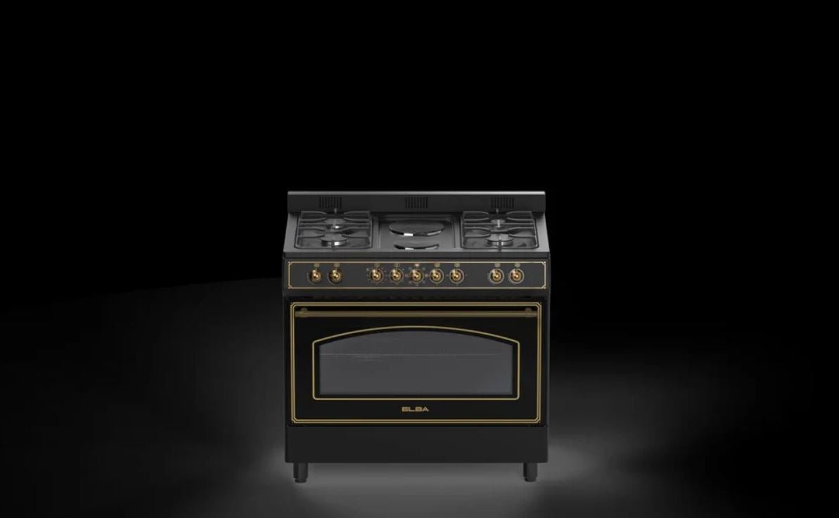 Elba 90cm Black 4 Gas 2 Electric Stove 049S4EX737KB - Metro Homecentre Menlyn