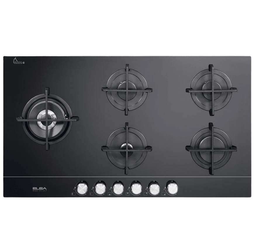 Elba 90cm Black Gas on Glass Hob 02ELIO95565CG - Metro Homecentre Menlyn