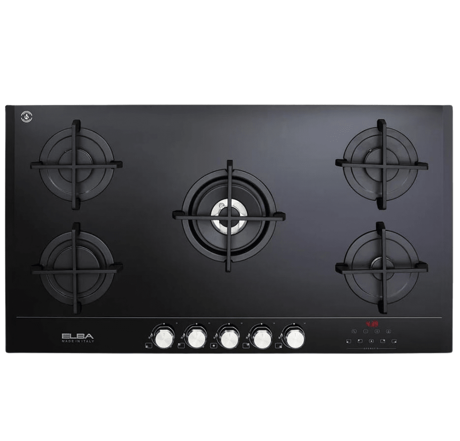 Elba Elio 90cm Black 5 Burner Gas Hob ELIO95GMATIK - Metro Homecentre Menlyn