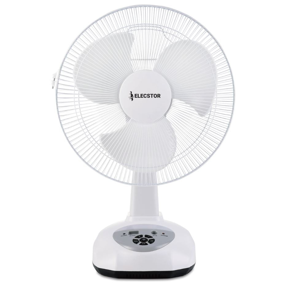 Elecstor 12inch White Recharge Desk Fan ELES012 - Metro Homecentre Menlyn