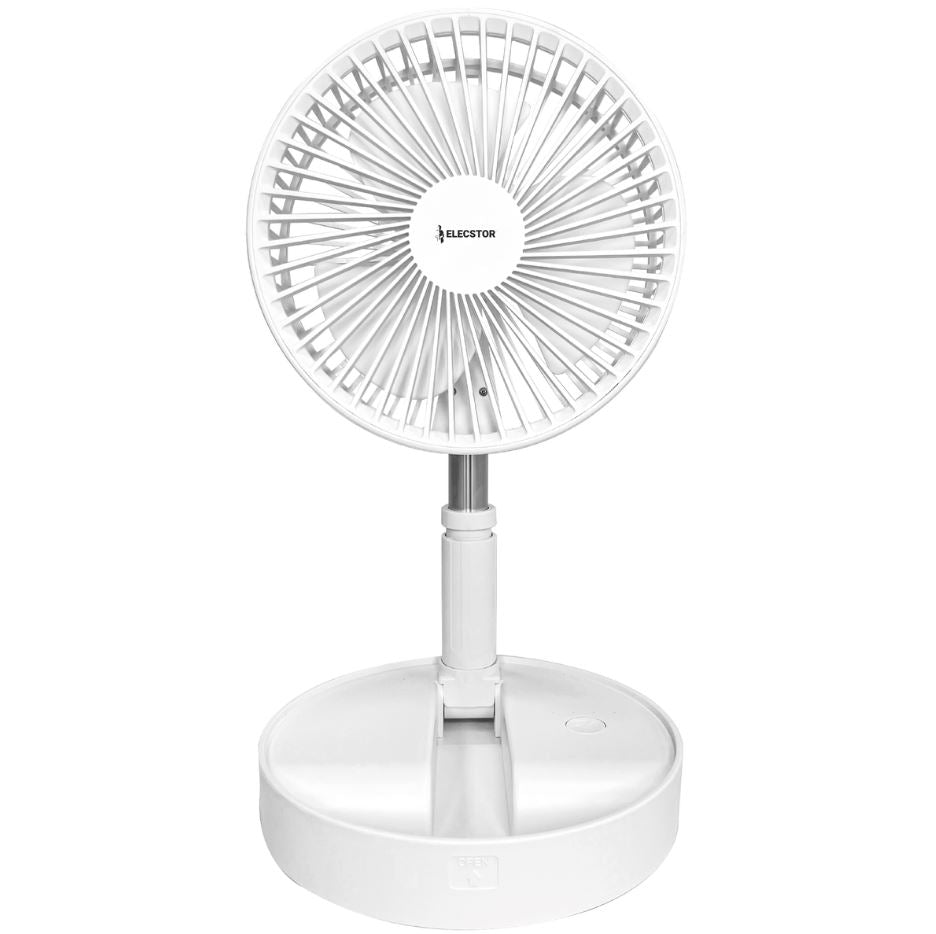 Elecstor 8inch White Recharge Foldable Fan ELEVWF9 - Metro Homecentre Menlyn