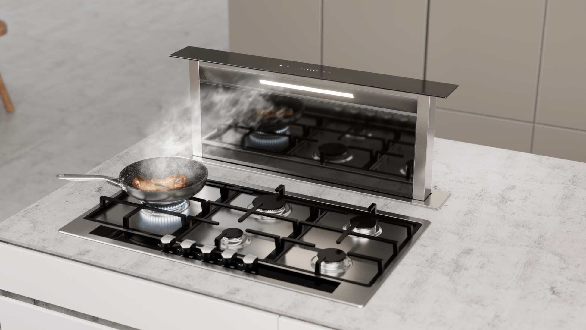 Falco 90cm Blk Glass Downdraft Extractor FAL90DDGBG - Metro Homecentre Menlyn