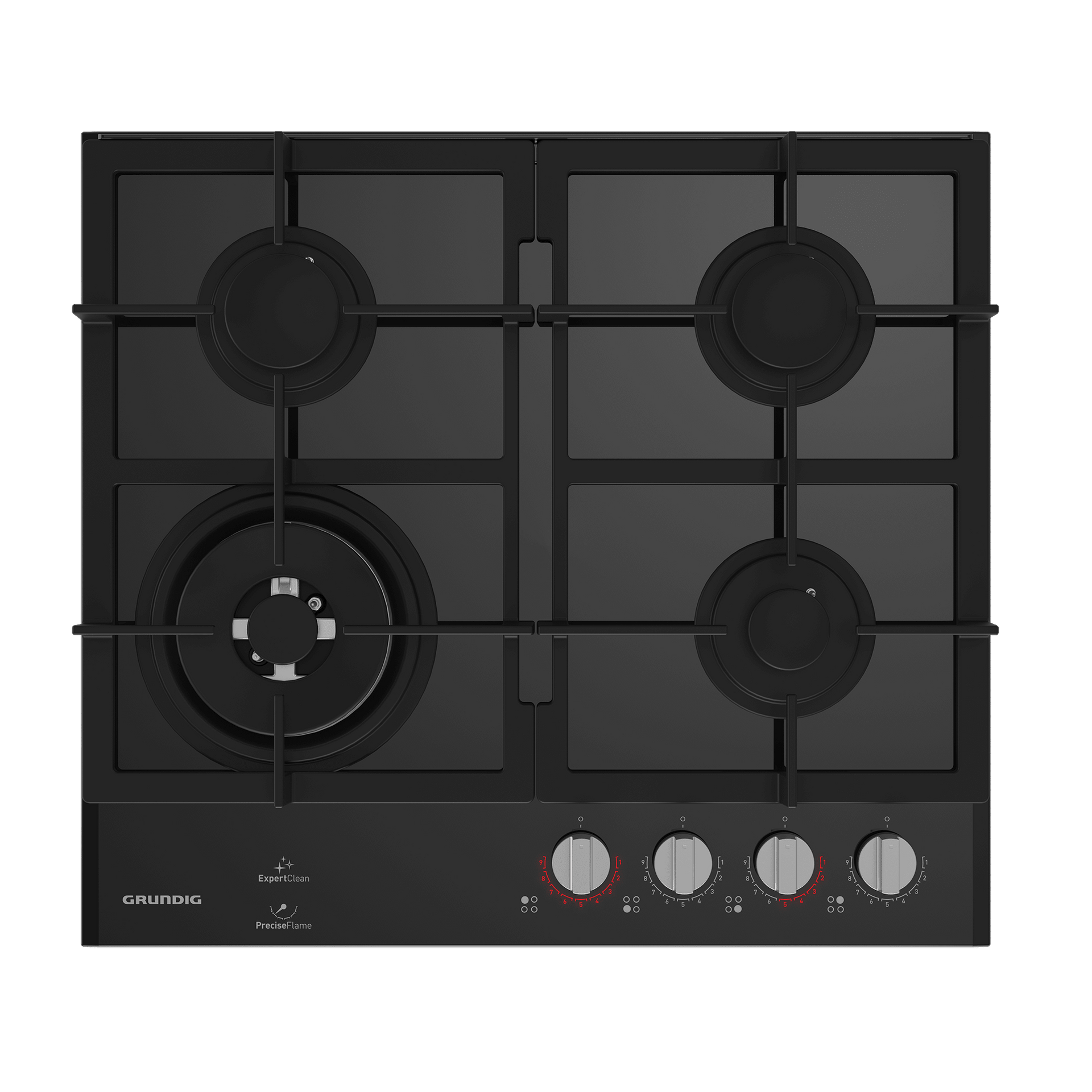 Grundig 60cm Black Gas on Glass Hob GIGL6234250 - Metro Homecentre Menlyn