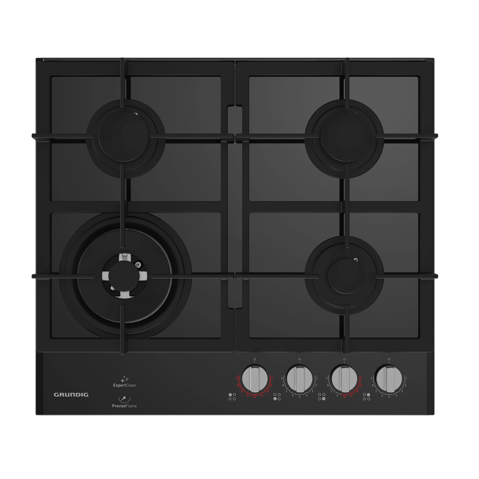 Grundig 60cm Black Gas on Glass Hob GIGL6234250 - Metro Homecentre Menlyn