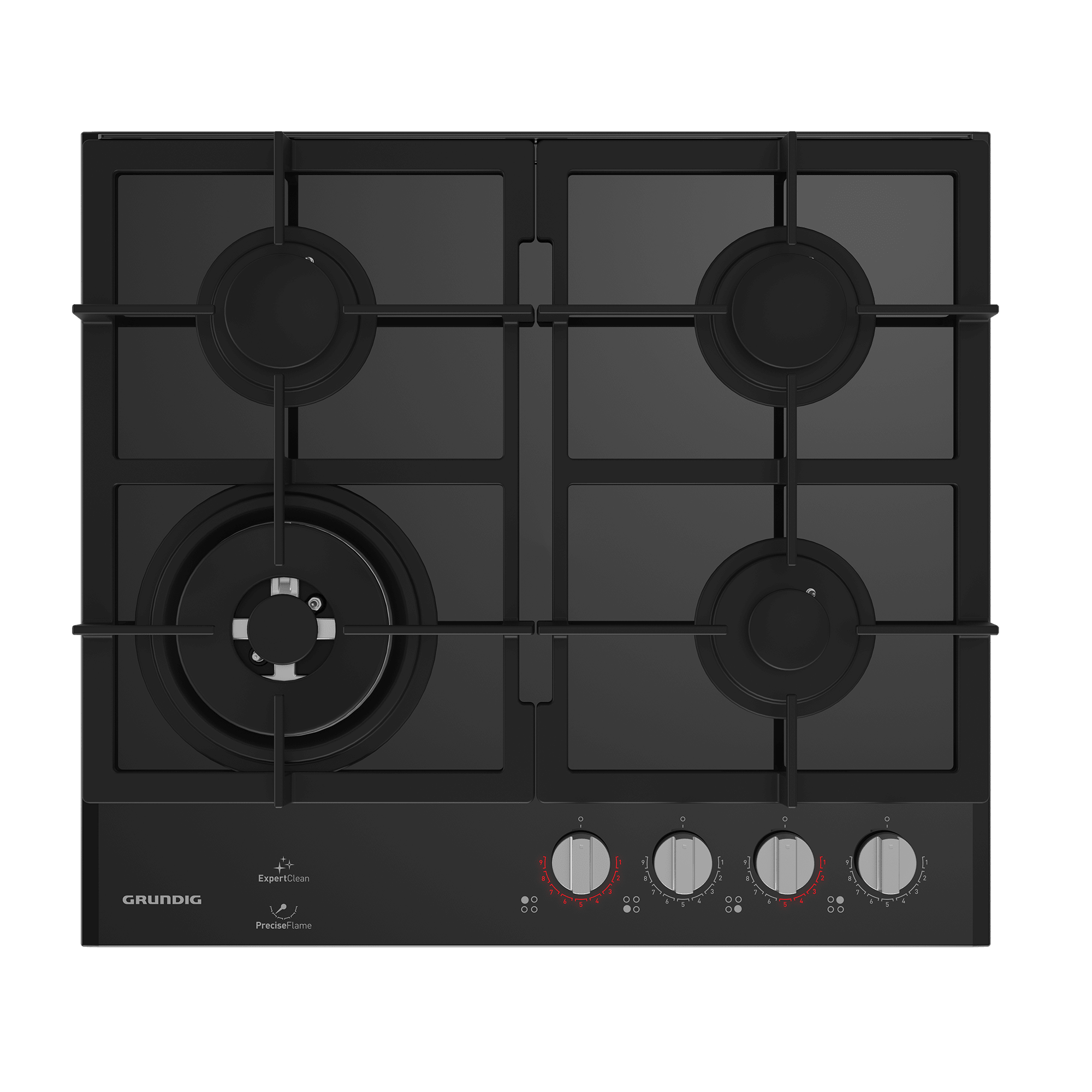 Grundig 60cm Black Gas on Glass Hob GIGL6234250 - Metro Homecentre Menlyn