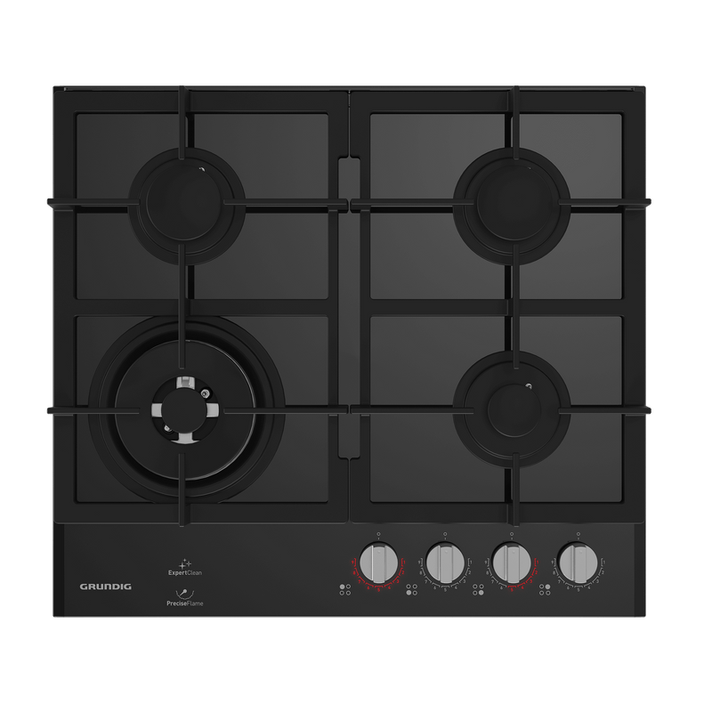 Grundig 60cm Black Gas on Glass Hob GIGL6234250 - Metro Homecentre Menlyn