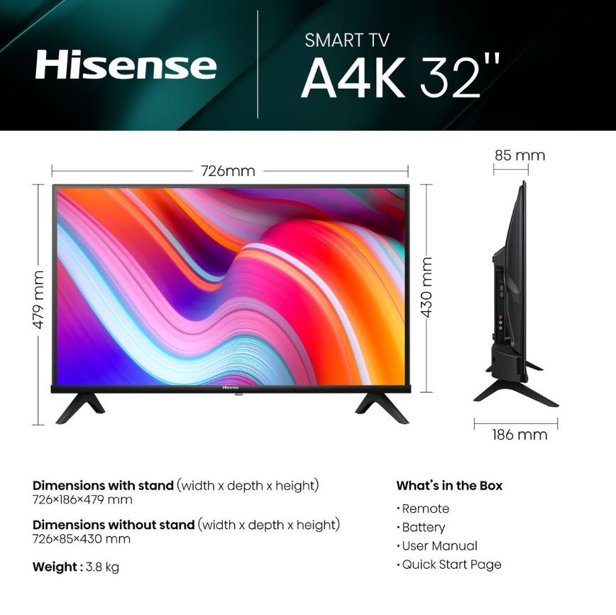 Hisense 32" A4K HD Smart LED TV 32A4K - Metro Homecentre Menlyn