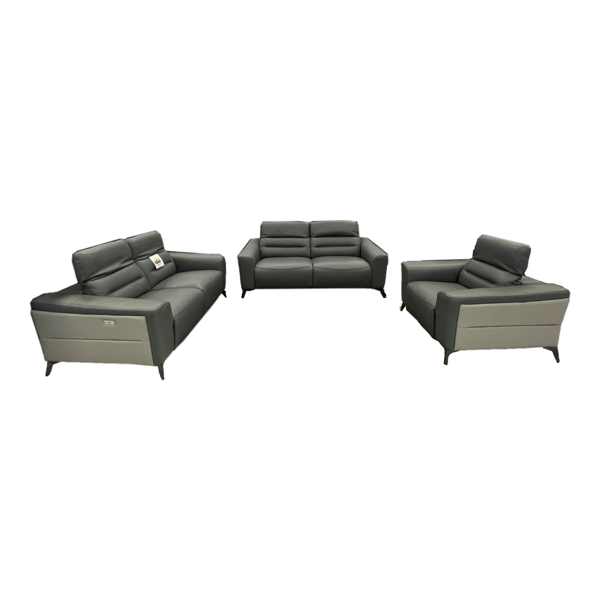 Leather Upper Blue Grey Lounge Suite - Electric Recliners - Metro Homecentre Menlyn