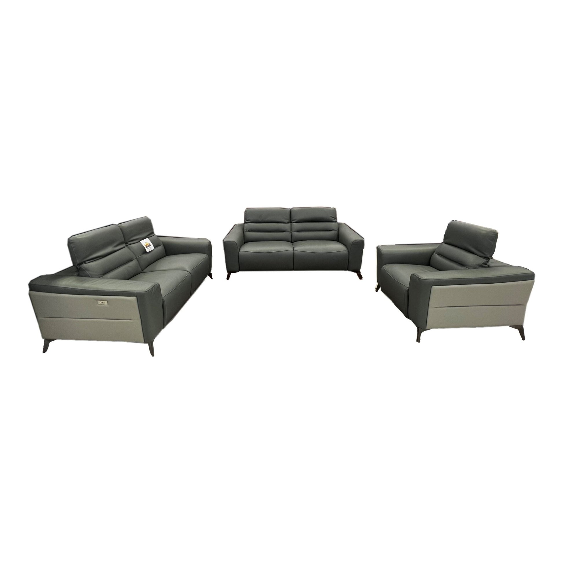 Leather Upper Blue Grey Lounge Suite - Electric Recliners - Metro Homecentre Menlyn