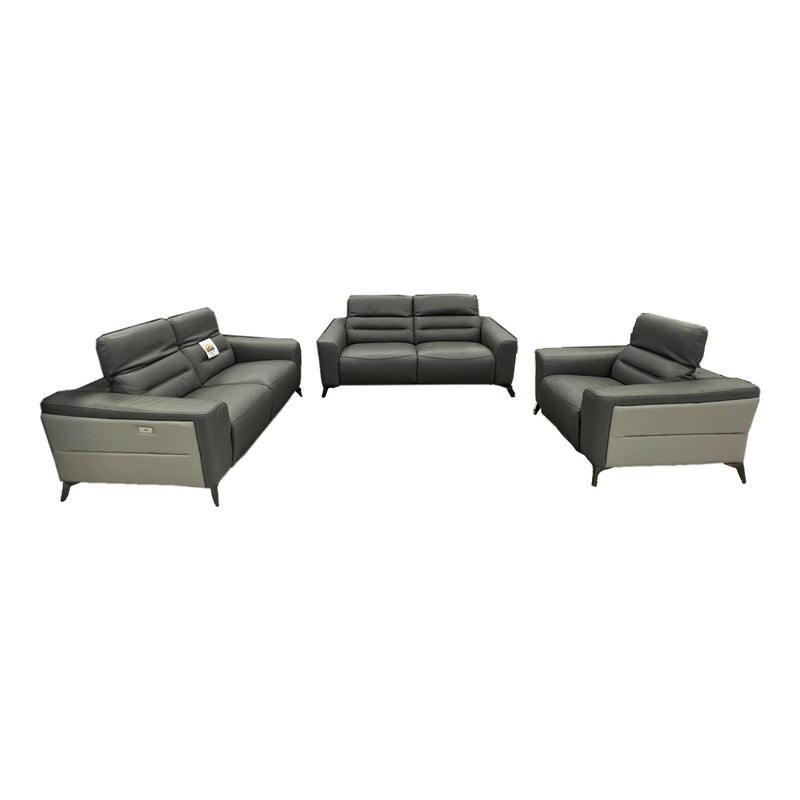 Leather Upper Blue Grey Lounge Suite - Electric Recliners - Metro Homecentre Menlyn