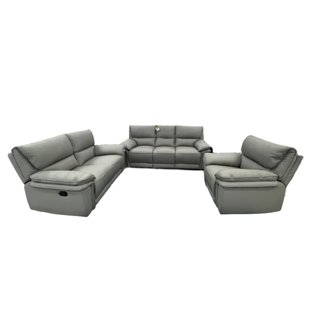 Leather Upper Lounge Suite - Silver Grey - Metro Homecentre Menlyn