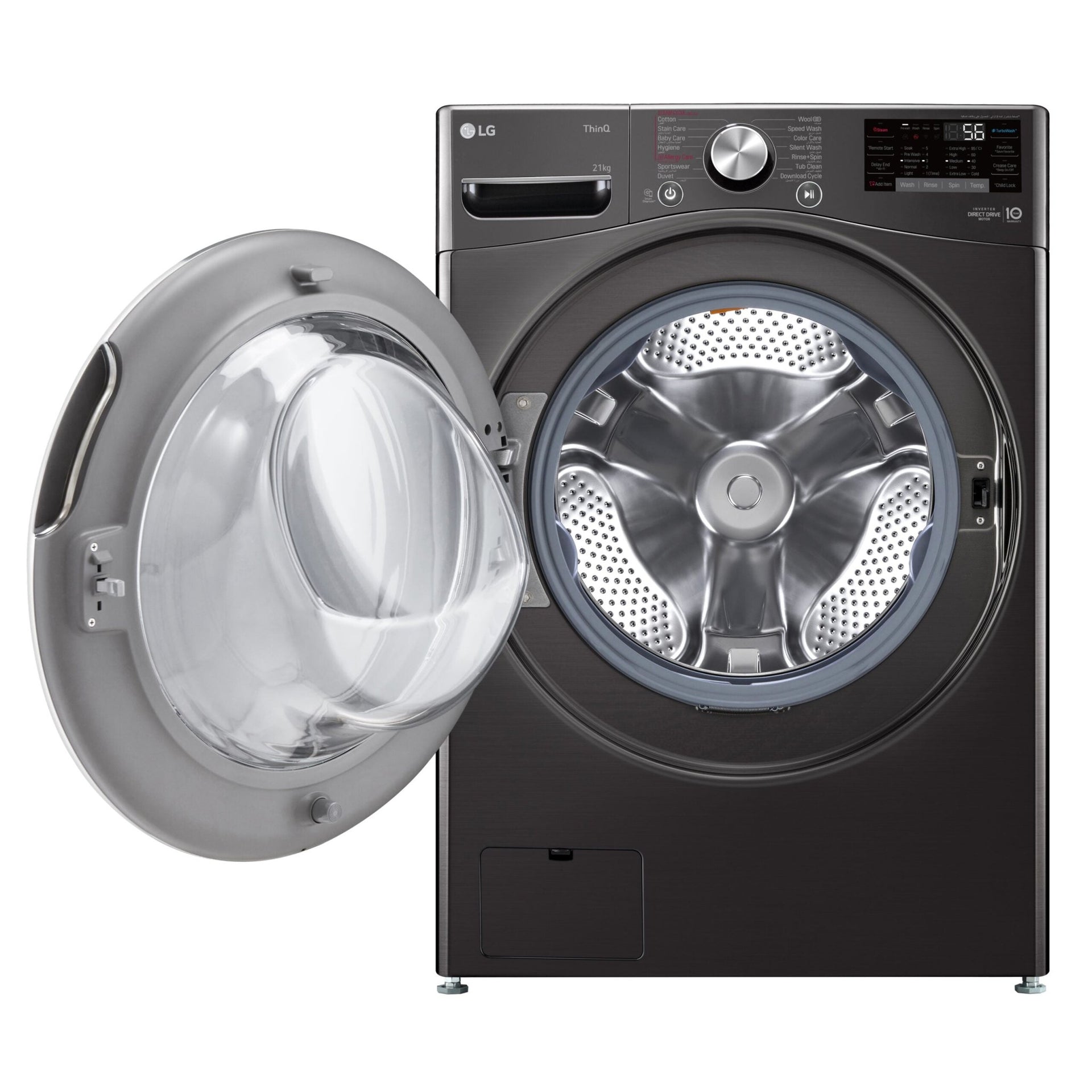 LG 21KG Black Front Loader Washing Machine F0P2CYV2E - Metro Homecentre Menlyn