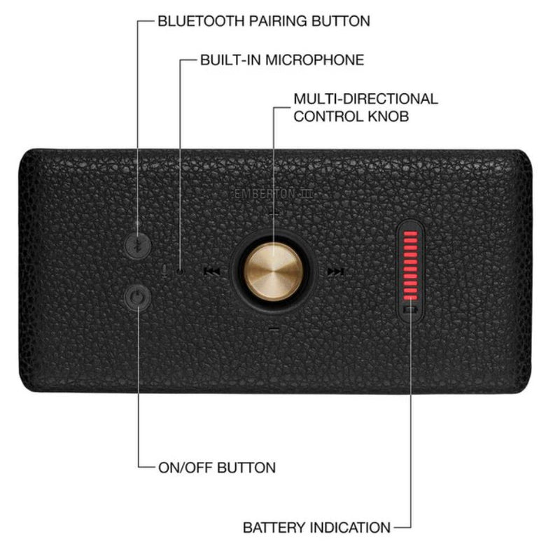 Marshall Emberton 3 Bluetooth Speaker BlackBrass - Metro Homecentre Menlyn